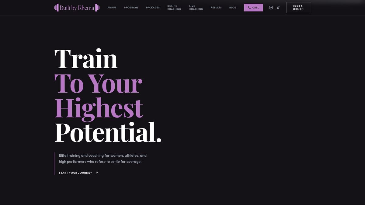 Built by Rhema — elite training and coaching website designed by Media Ops Machine